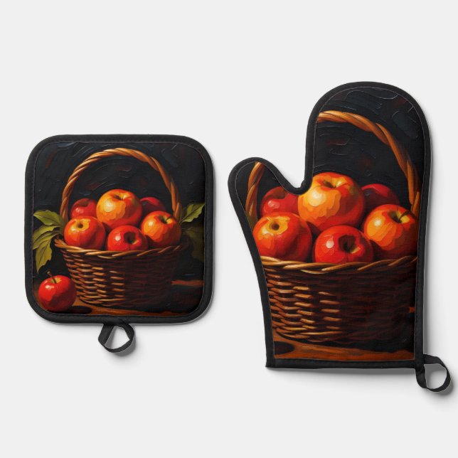 Ensemble De Gant De Cuisine Et De Manique con frutero (Recto)
