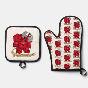 Ensemble De Gant De Cuisine Et De Manique Conception de dés barbares