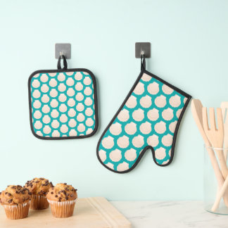 Ensemble De Gant De Cuisine Et De Manique Coquillages