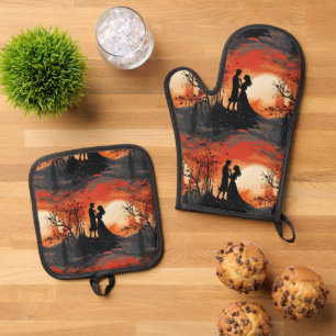 Ensemble De Gant De Cuisine Et De Manique Couple amoureux