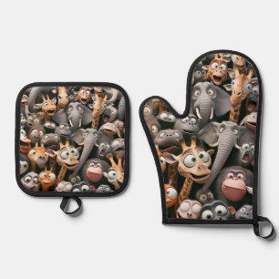 Ensemble De Gant De Cuisine Et De Manique Crazy Wildlife Group