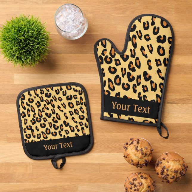 Ensemble De Gant De Cuisine Et De Manique Create Your Own Leopard Skin Pattern (De haut en bas)