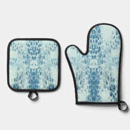 Ensemble De Gant De Cuisine Et De Manique Création de serpent turquoise