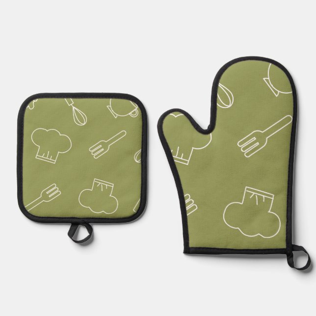 Ensemble De Gant De Cuisine Et De Manique Cuisine (Recto)