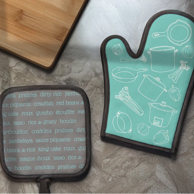 Ensemble De Gant De Cuisine Et De Manique Cuisine Cajun Essentials Four Mitt et Pot Holders (Créateur téléchargé)