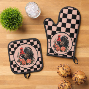 Ensemble De Gant De Cuisine Et De Manique Cuisine pour les amateurs de coq