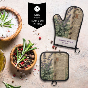 Ensemble De Gant De Cuisine Et De Manique Cuisine vintage Lavender Herbal