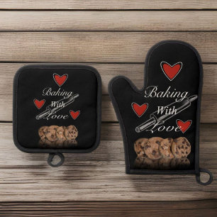 Ensemble De Gant De Cuisine Et De Manique Cuisson avec amour