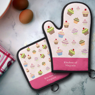 Ensemble De Gant De Cuisine Et De Manique Cupcake rose