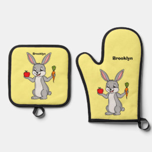 Ensemble De Gant De Cuisine Et De Manique Cute bunny rabbit with vegetables