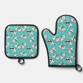 Ensemble De Gant De Cuisine Et De Manique Cutieface Westies Four Mitt & Pot Holder Set