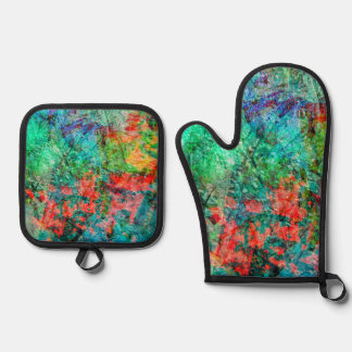 Ensemble De Gant De Cuisine Et De Manique Dark red misty pot holder and oven mitt,Rosy bold