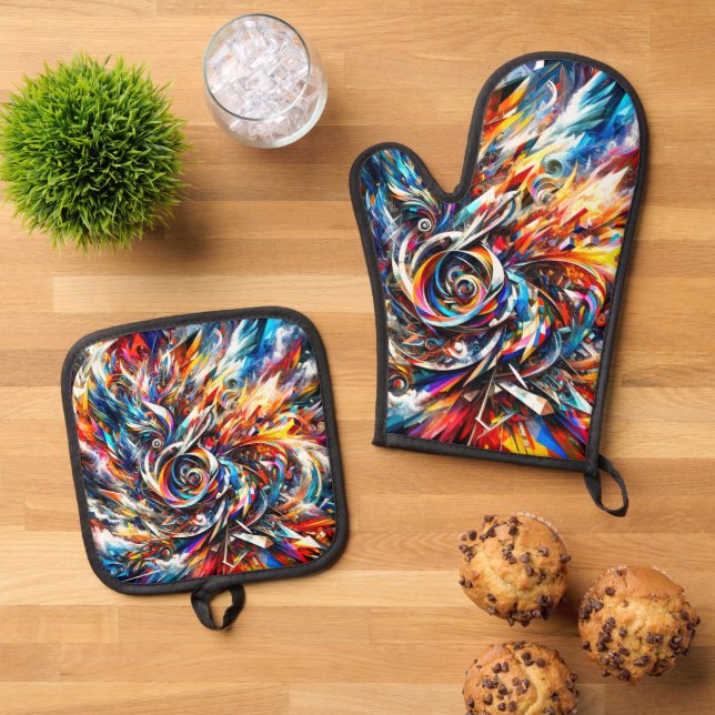 Ensemble De Gant De Cuisine Et De Manique Design artistique (De haut en bas)