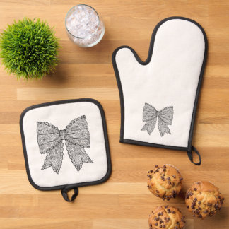 Ensemble De Gant De Cuisine Et De Manique Doodle Bow