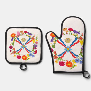 Ensemble De Gant De Cuisine Et De Manique Drapeau assyrien Mitt et Pot Holders