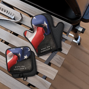 Ensemble De Gant De Cuisine Et De Manique Drapeau personnalisé USA patriotique