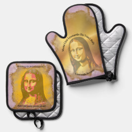 Ensemble De Gant De Cuisine Et De Manique Elegant Mona Lisa Gioconda Leonardo Da Vinci