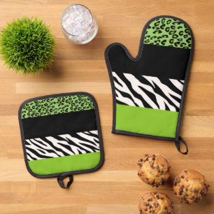 Ensemble De Gant De Cuisine Et De Manique Empreinte de léopard, Zebra Print, Poster de anima