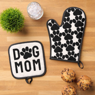 Ensemble De Gant De Cuisine Et De Manique Empreintes de pattes de la maman du chien