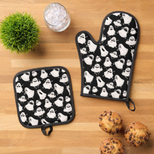 Ensemble De Gant De Cuisine Et De Manique Ensemble de maniques Goofy Ghosts