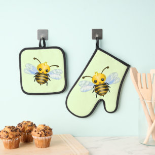 Ensemble De Gant De Cuisine Et De Manique Ensemble de porte-pots Mitt et Pot Queen Bee