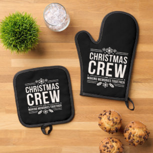 Ensemble De Gant De Cuisine Et De Manique Équipe de Noël Rassemblement familial Graphique Va
