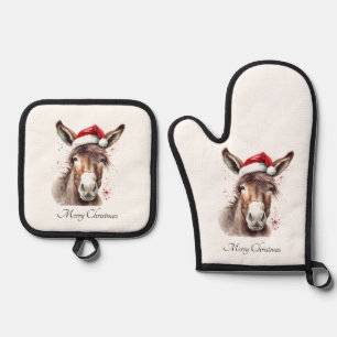 Ensemble De Gant De Cuisine Et De Manique Essentiels de cuisine de Noël au ranch joyeux