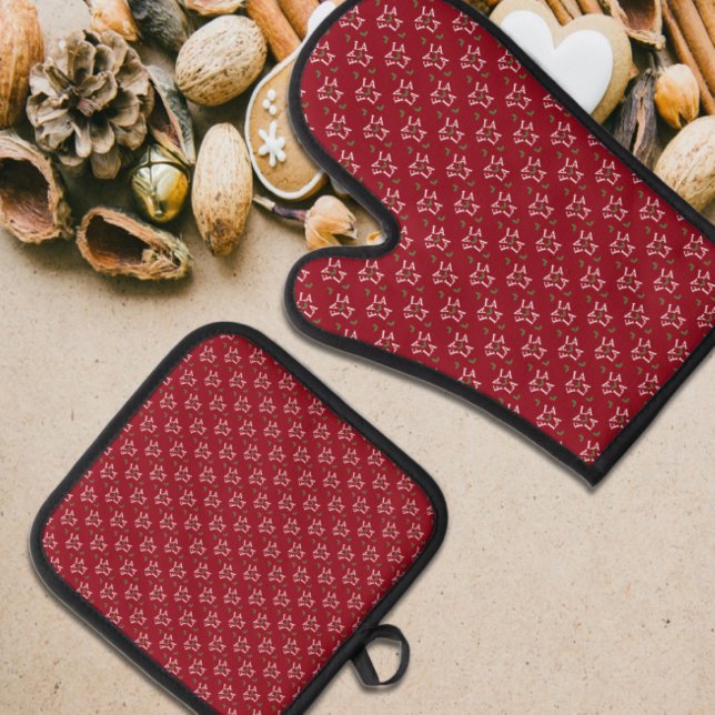 Ensemble De Gant De Cuisine Et De Manique Fa La La Festive Holly Christmas (Créateur téléchargé)