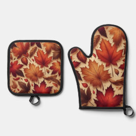 Ensemble De Gant De Cuisine Et De Manique Feuilles automnales Wall Art
