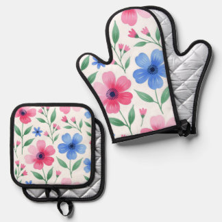 Ensemble De Gant De Cuisine Et De Manique Fleur de Eau de Rose