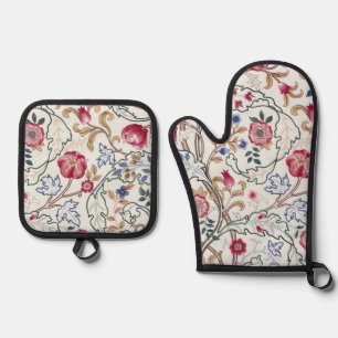 Ensemble De Gant De Cuisine Et De Manique Fleur, motif floral, William Morris