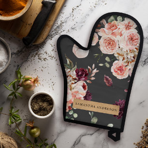 Ensemble De Gant De Cuisine Et De Manique Fleurs Pastel Modernes & Cadeau Personnalisé Kraft