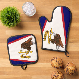 Ensemble De Gant De Cuisine Et De Manique Four Mitt, Pot Holders avec drapeau des Samoa amér