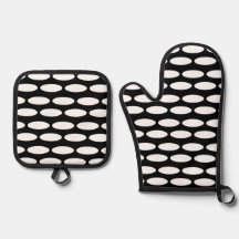Four Motif noir et blanc moderne Mitt & Pot Hol
