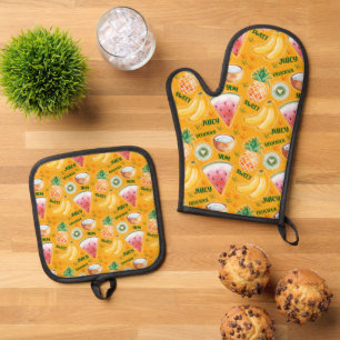 Ensemble De Gant De Cuisine Et De Manique Fruit tropical