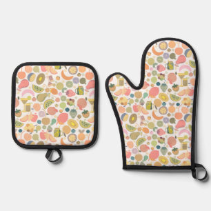 Ensemble De Gant De Cuisine Et De Manique Fruits d'été Porteurs de Mitt et de Pot