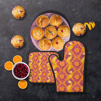 Ensemble De Gant De Cuisine Et De Manique Fruits et zeste rose rose