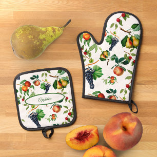 Ensemble De Gant De Cuisine Et De Manique Fruits vintages