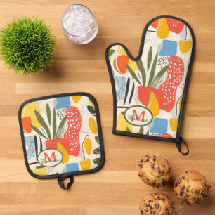 Ensemble De Gant De Cuisine Et De Manique Fuavisme Style Coloris Vibrants Pot Jardin