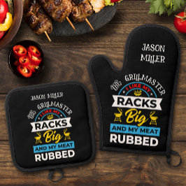 Ensemble De Gant De Cuisine Et De Manique Fun Grill Master