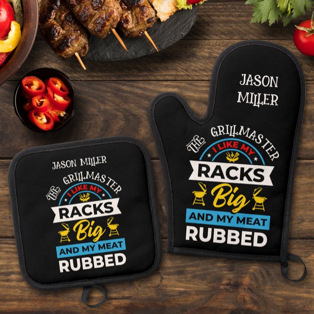 Ensemble De Gant De Cuisine Et De Manique Fun Grill Master (Fun Grill Master Oven Mitt & Pot Holder Set)