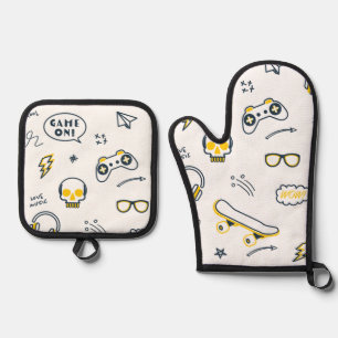 Ensemble De Gant De Cuisine Et De Manique Gamer urbain