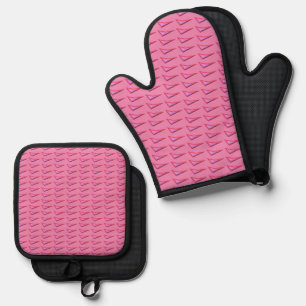 Ensemble De Gant De Cuisine Et De Manique Gants de four en silicone Pink Steel ensembles de 