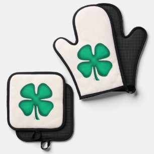 Ensemble De Gant De Cuisine Et De Manique Gants de four Trèfle irlandais Lucky 4 Leaf