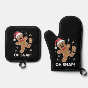 Ensemble De Gant De Cuisine Et De Manique Gingerbread Man Oh Snap Christmas Funny Cookie
