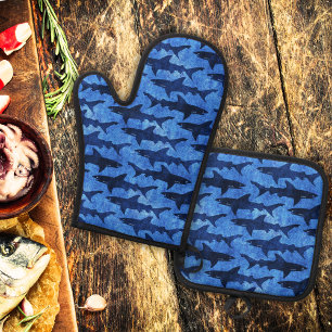 Ensemble De Gant De Cuisine Et De Manique Great White Shark Beach House BBQ de fruits de mer