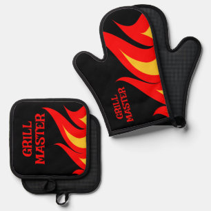 Ensemble De Gant De Cuisine Et De Manique Grill Master BBBQ feu personnalisés