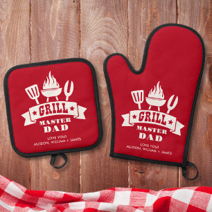 Ensemble De Gant De Cuisine Et De Manique Grill Master Papa Rouge