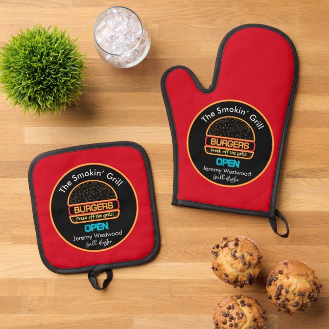 Ensemble De Gant De Cuisine Et De Manique Grillmaster Grillmaster BBQ (De haut en bas)