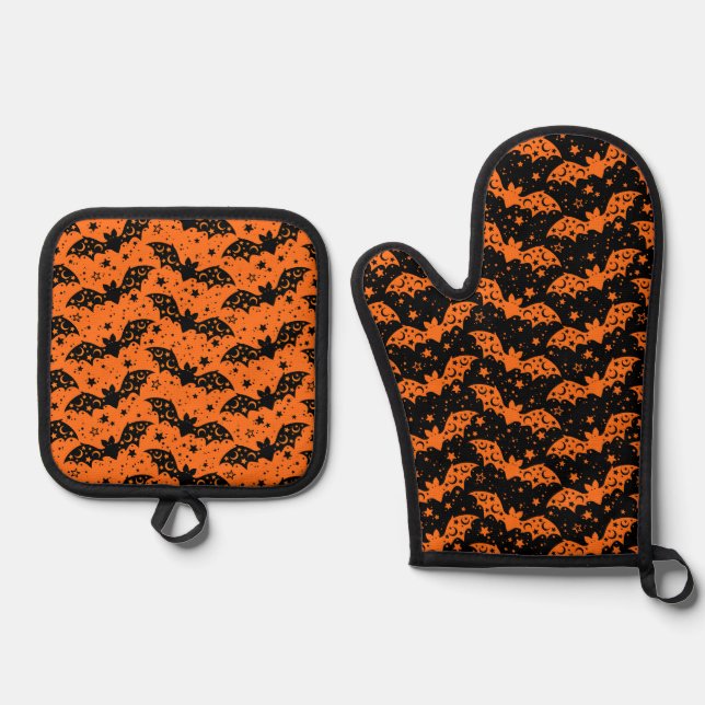 Ensemble De Gant De Cuisine Et De Manique Halloween (Recto)